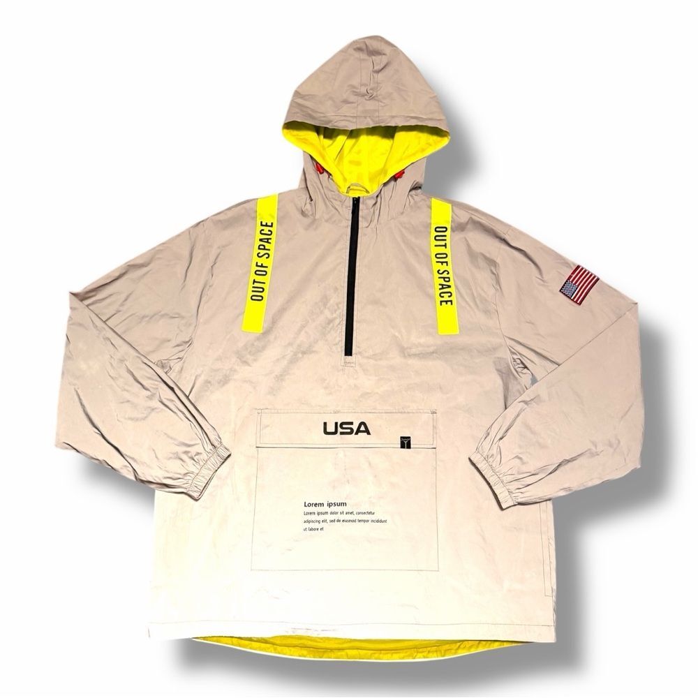 Bleeker & Mercer AK33324 Anorak Hoodie 3XL Reflective Windbreaker Jacket 1/4 Zip